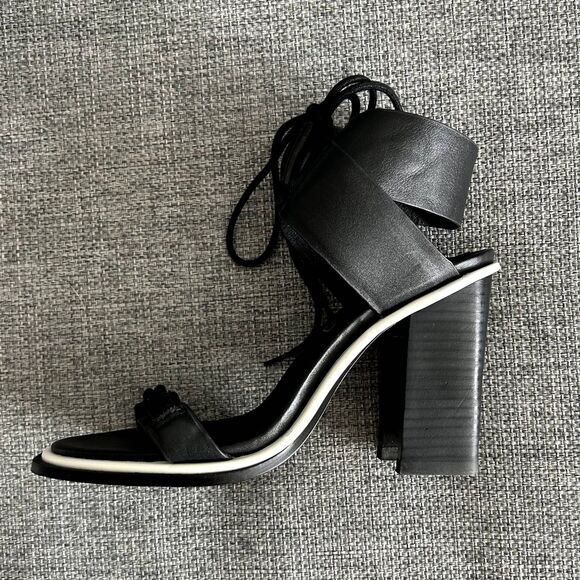 EUC Sol Sana Chuck II Heels Black Leather Strappy Block Sandals Size 38 US 7.5/8 - Picture 11 of 15